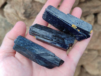 Natural Fibrous Terminated Schorl Black Tourmaline with a little Hyalite Opal x 12 From Erongo, Namibia
