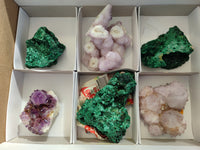 Natural Mixed Selection of Spirit Quartz and Silky Malachite x 6 From Southern Africa
