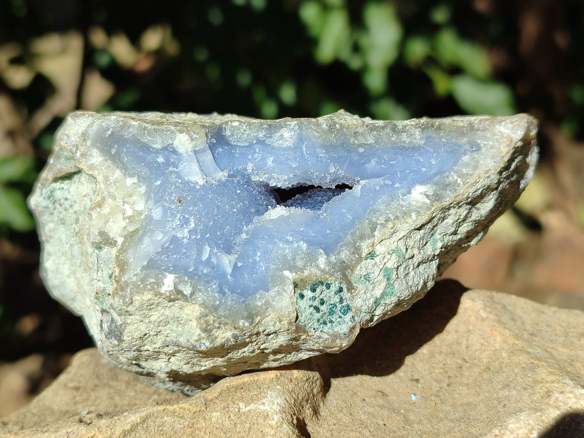 Natural Blue Lace Agate Geode Specimens x 3 From Nsanje, Malawi - Toprock Gemstones and Minerals 