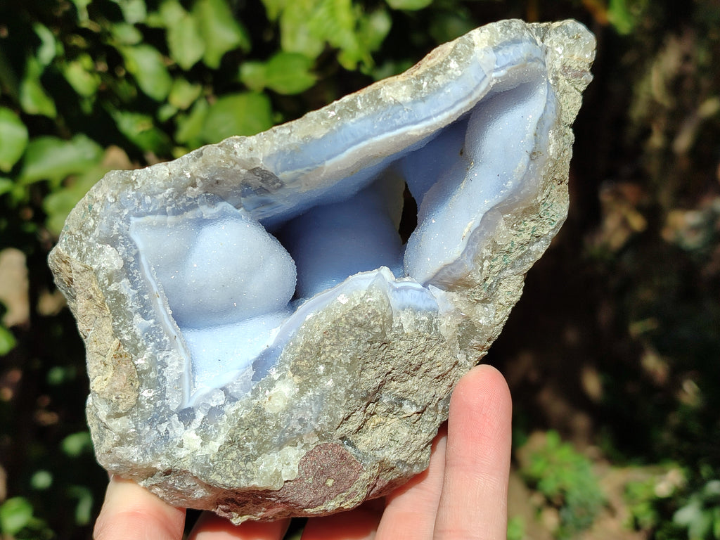 Natural Blue Lace Agate Geode Specimens x 3 From Nsanje, Malawi - Toprock Gemstones and Minerals 