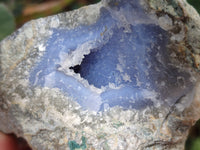 Natural Blue Lace Agate Geode Specimens x 3 From Nsanje, Malawi