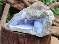 Natural Blue Lace Agate Geode Specimens x 3 From Nsanje, Malawi