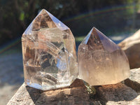 Polished Mixed Inclusion Quartz Crystals Including Tourmalinated Quartz x 6 from Madagascar