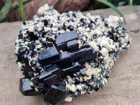Natural Large Cascading Schorl Black Tourmaline Specimen with Feldspar and Hyalite Opal x 1 From Erongo, Namibia