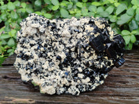 Natural Large Cascading Schorl Black Tourmaline Specimen with Feldspar and Hyalite Opal x 1 From Erongo, Namibia