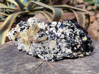 Natural Large Cascading Schorl Black Tourmaline Specimen with Feldspar and Hyalite Opal x 1 From Erongo, Namibia