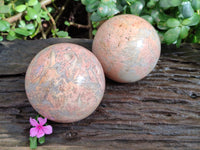 Polished Runestone Feldspar Spheres x 2 From Zimbabwe - Toprock Gemstones and Minerals 