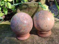 Polished Runestone Feldspar Spheres x 2 From Zimbabwe - Toprock Gemstones and Minerals 