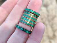 Hand Made Flower Banded Malachite Rings x 18 From Congo