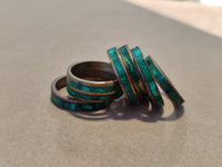 Hand Made Flower Banded Malachite Rings x 18 From Congo