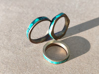 Hand Made Flower Banded Malachite Rings x 18 From Congo