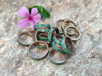 Hand Made Flower Banded Malachite Rings x 18 From Congo
