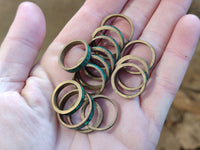 Hand Made Flower Banded Malachite Rings x 18 From Congo