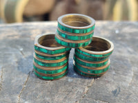 Hand Made Flower Banded Malachite Rings x 18 From Congo