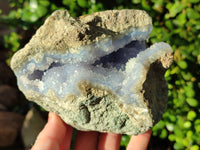 Natural Blue Lace Agate Geode Specimens x 4 From Nsanje, Malawi