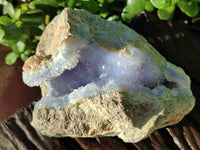 Natural Blue Lace Agate Geode Specimens x 4 From Nsanje, Malawi