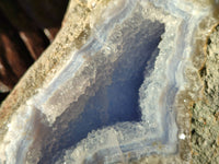 Natural Blue Lace Agate Geode Specimens x 4 From Nsanje, Malawi