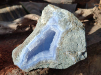 Natural Blue Lace Agate Geode Specimens x 4 From Nsanje, Malawi