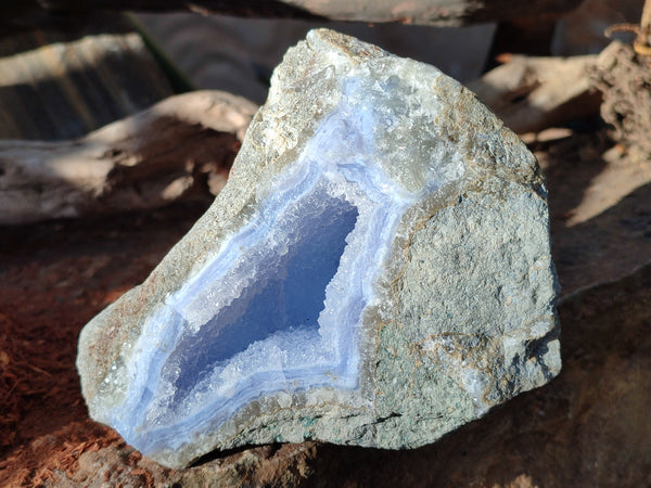 Natural Blue Lace Agate Geode Specimens x 4 From Nsanje, Malawi