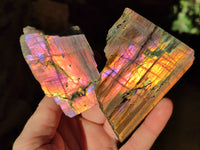 Polished On One Side Large Purple Flash Labradorite Plates x 6 From Tulear, Madagascar