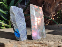 Polished On One Side Large Purple Flash Labradorite Plates x 6 From Tulear, Madagascar