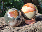 Polished Polychrome Jasper Spheres x 2 From Northwest Coast, Madagascar - Toprock Gemstones and Minerals 