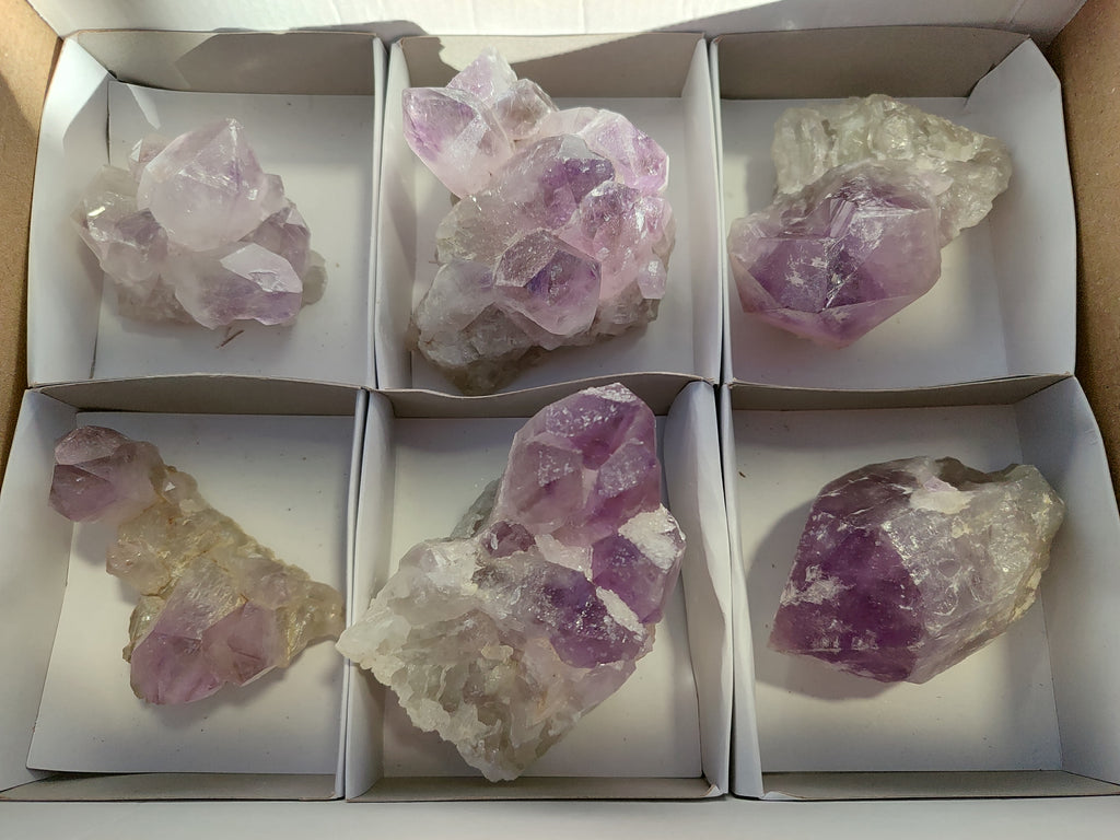 Natural Jacaranda Amethyst Quartz Cluster x 6 From Mumbwa, Zambia - Toprock Gemstones and Minerals 