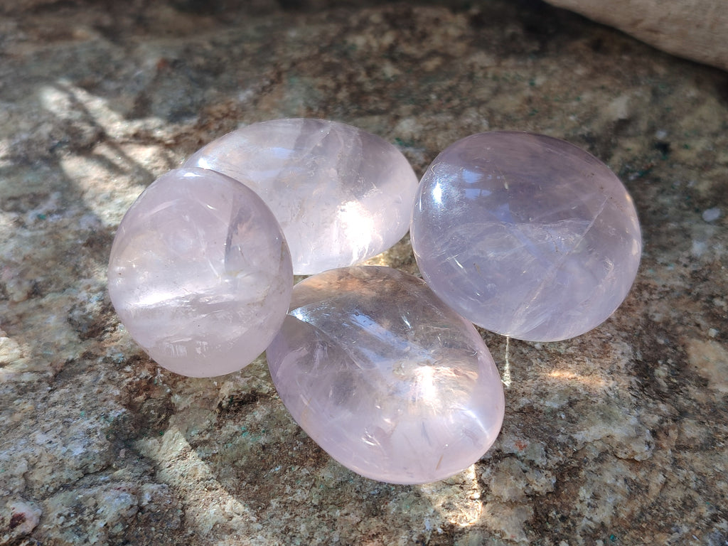 Polished Rose Quartz Palm Stones x 45 From Ambatondrazaka, Madagascar - Toprock Gemstones and Minerals 