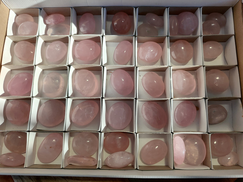 Polished Rose Quartz Palm Stones x 45 From Ambatondrazaka, Madagascar - Toprock Gemstones and Minerals 