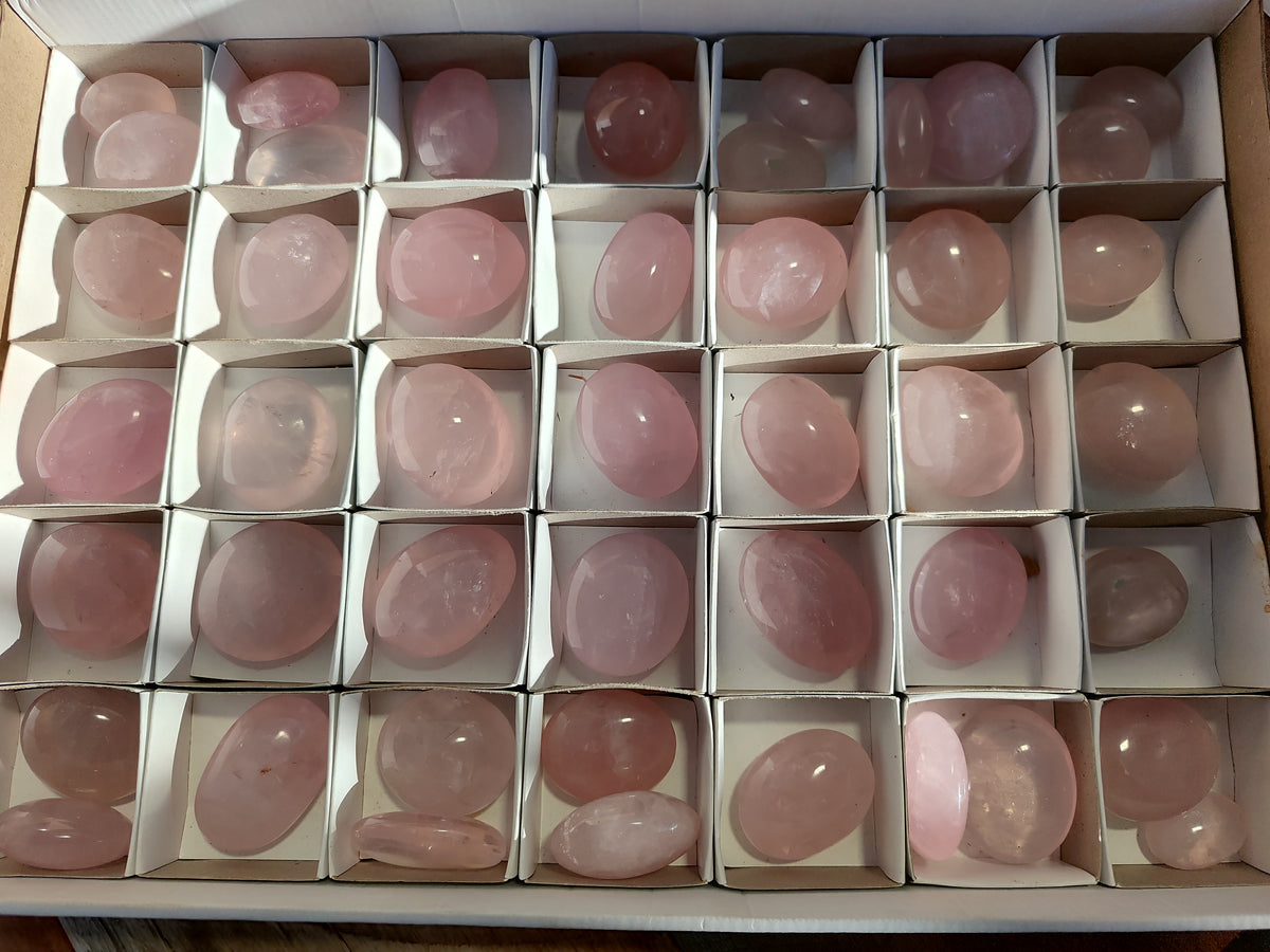 Polished Rose Quartz Palm Stones x 45 From Ambatondrazaka, Madagascar - Toprock Gemstones and Minerals 