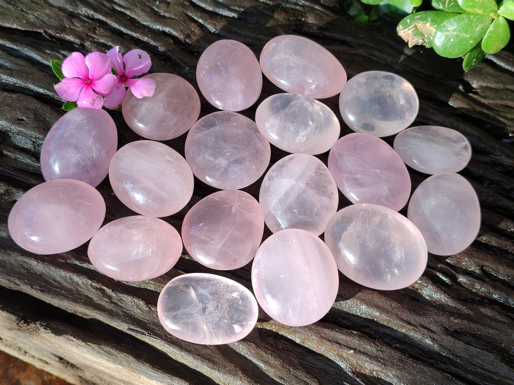 Polished Rose Quartz Palm Stones x 45 From Ambatondrazaka, Madagascar - Toprock Gemstones and Minerals 