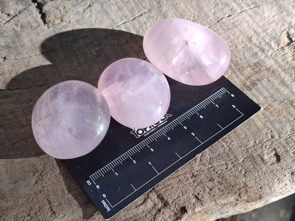 Polished Rose Quartz Palm Stones x 45 From Ambatondrazaka, Madagascar - Toprock Gemstones and Minerals 