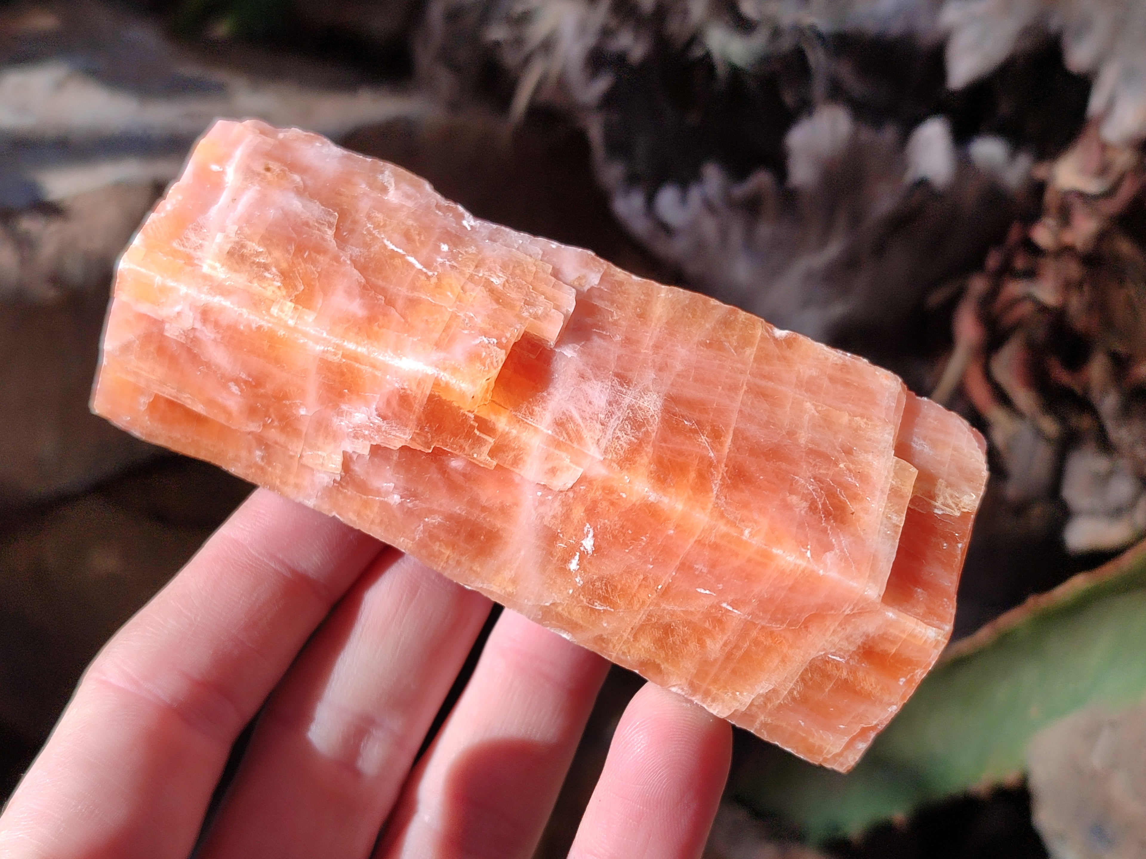 Natural Rhombohedral Sunset Orange Calcite Specimens x 6 From Spitzkop, Namibia - Toprock Gemstones and Minerals 