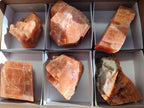Natural Rhombohedral Sunset Orange Calcite Specimens x 6 From Spitzkop, Namibia - Toprock Gemstones and Minerals 