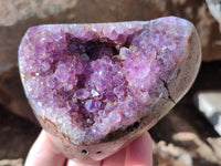 Polished on One Side Amethyst Agate Geodes and Clusters x 3 From Madagascar