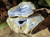 Natural Blue Lace Agate Specimens x 3 From Malawi