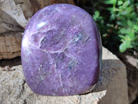 Polished Purple Lepidolite Standing Free Forms x 3 From Zimbabwe