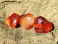 Polished Small Carnelian Agate Gemstone Hearts x 20 From Madagascar