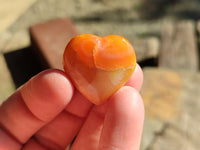 Polished Small Carnelian Agate Gemstone Hearts x 20 From Madagascar