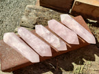 Polished Double Terminated Rose Quartz Points x 6 From Ambatondrazaka, Madagascar - Toprock Gemstones and Minerals 