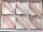 Polished Double Terminated Rose Quartz Points x 6 From Ambatondrazaka, Madagascar - Toprock Gemstones and Minerals 