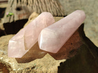 Polished Double Terminated Rose Quartz Points x 6 From Ambatondrazaka, Madagascar