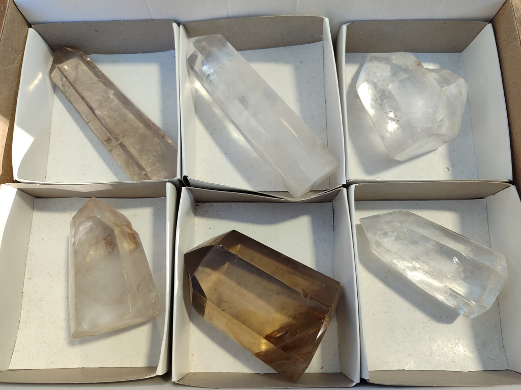 Polished Mix of Selected Crystal Points x 6 From Madagascar - Toprock Gemstones and Minerals 