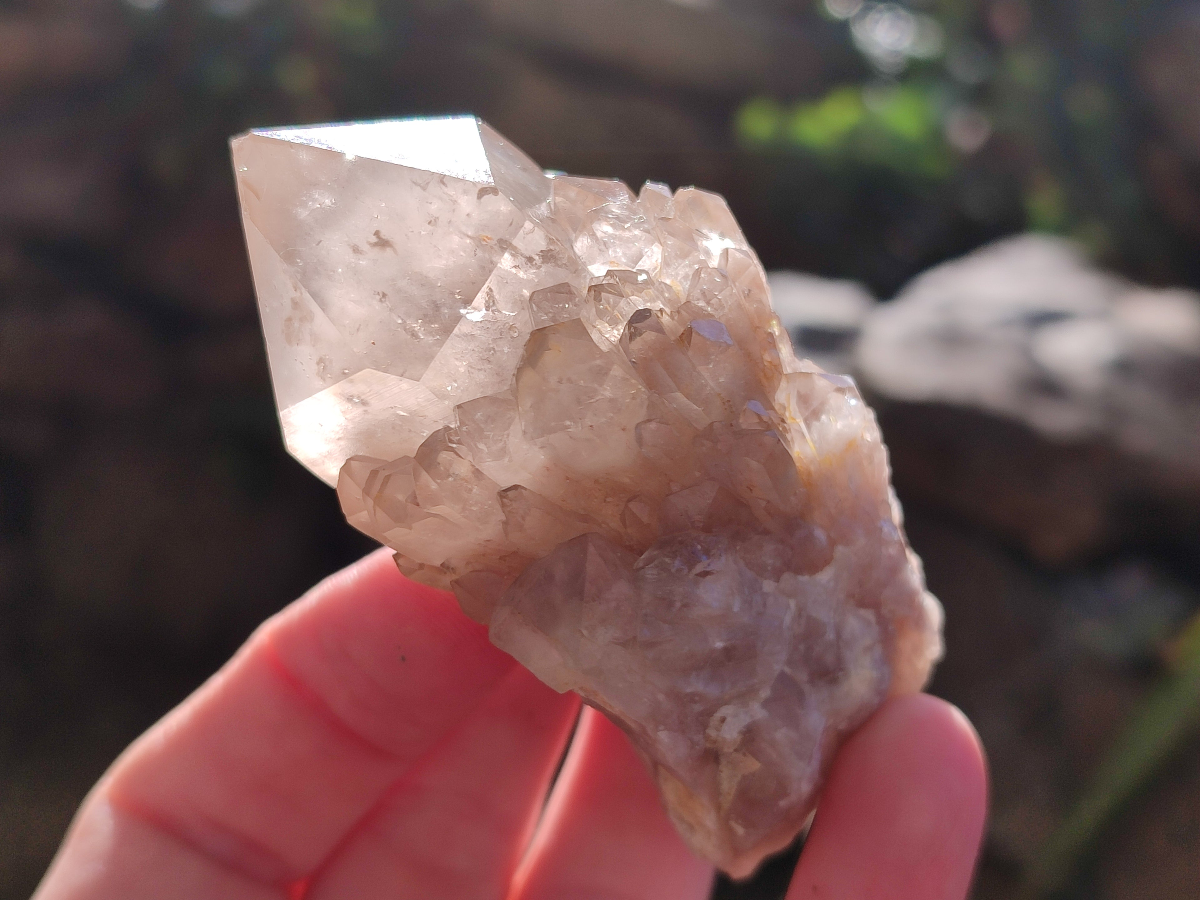 Natural White Phantom Cascading Smokey Quartz Clusters x 12 From Luena, Congo - Toprock Gemstones and Minerals 