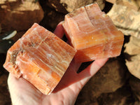 Natural Sunset Orange Calcite Specimens x 4 From Spitzkop, Namibia