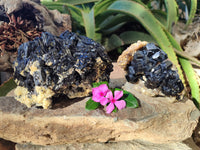 Natural Schorl Black Tourmaline Specimens x 2 From Erongo, Namibia