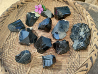 Natural Schorl Black Tourmaline with Hyalite Opal x 12 From Erongo, Namibia