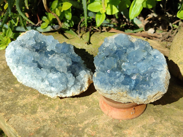 Natural Celestite Geode Specimens x 2 From Sakoany, Madagascar