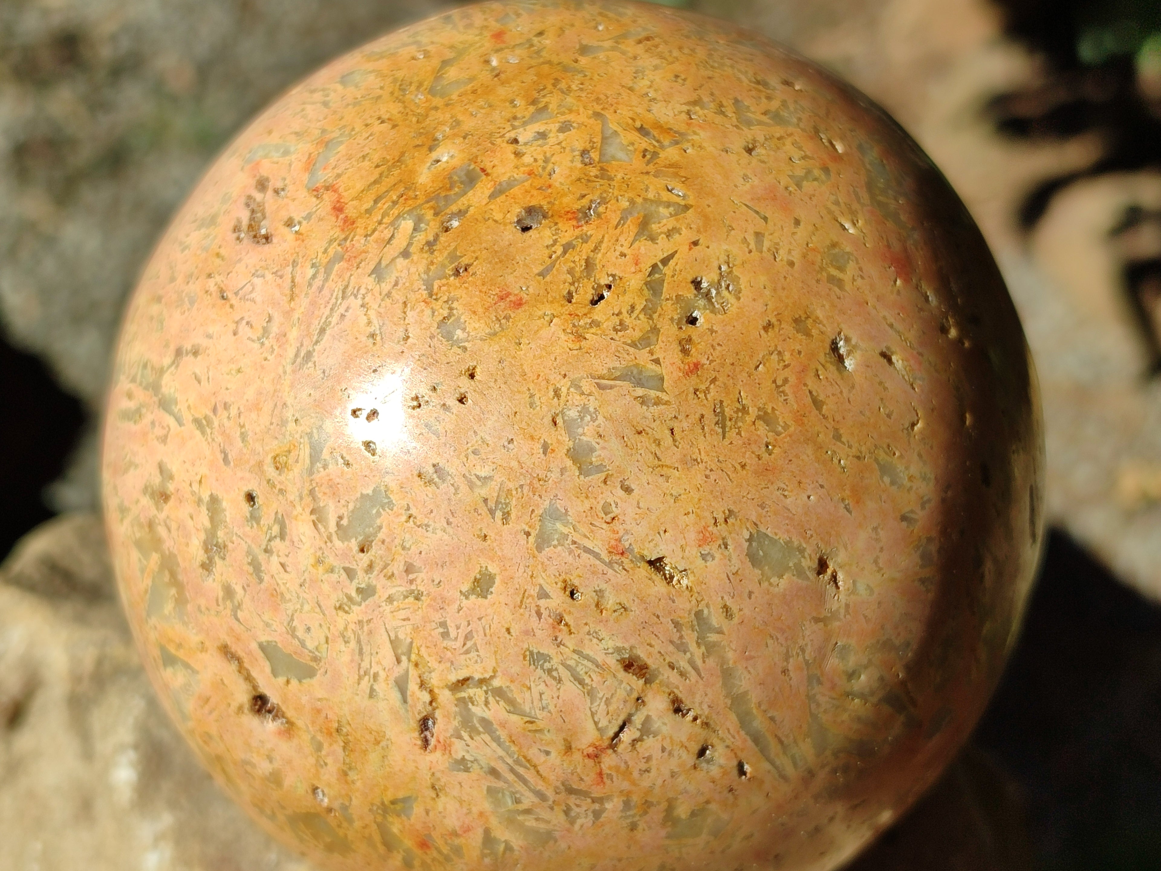 Polished Runestone Feldspar Spheres x 1 From Kings Ranch, Zimbabwe - Toprock Gemstones and Minerals 
