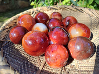 Polished Carnelian Spheres x 12 From Madagascar